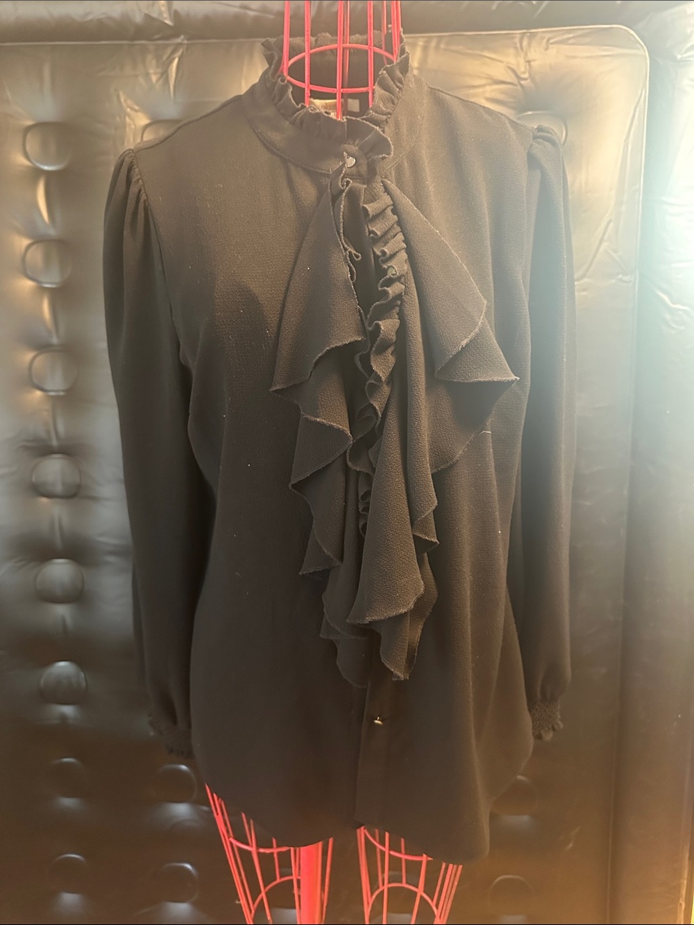 Ella Moss Black Ruffled Long-Sleeve Blouse